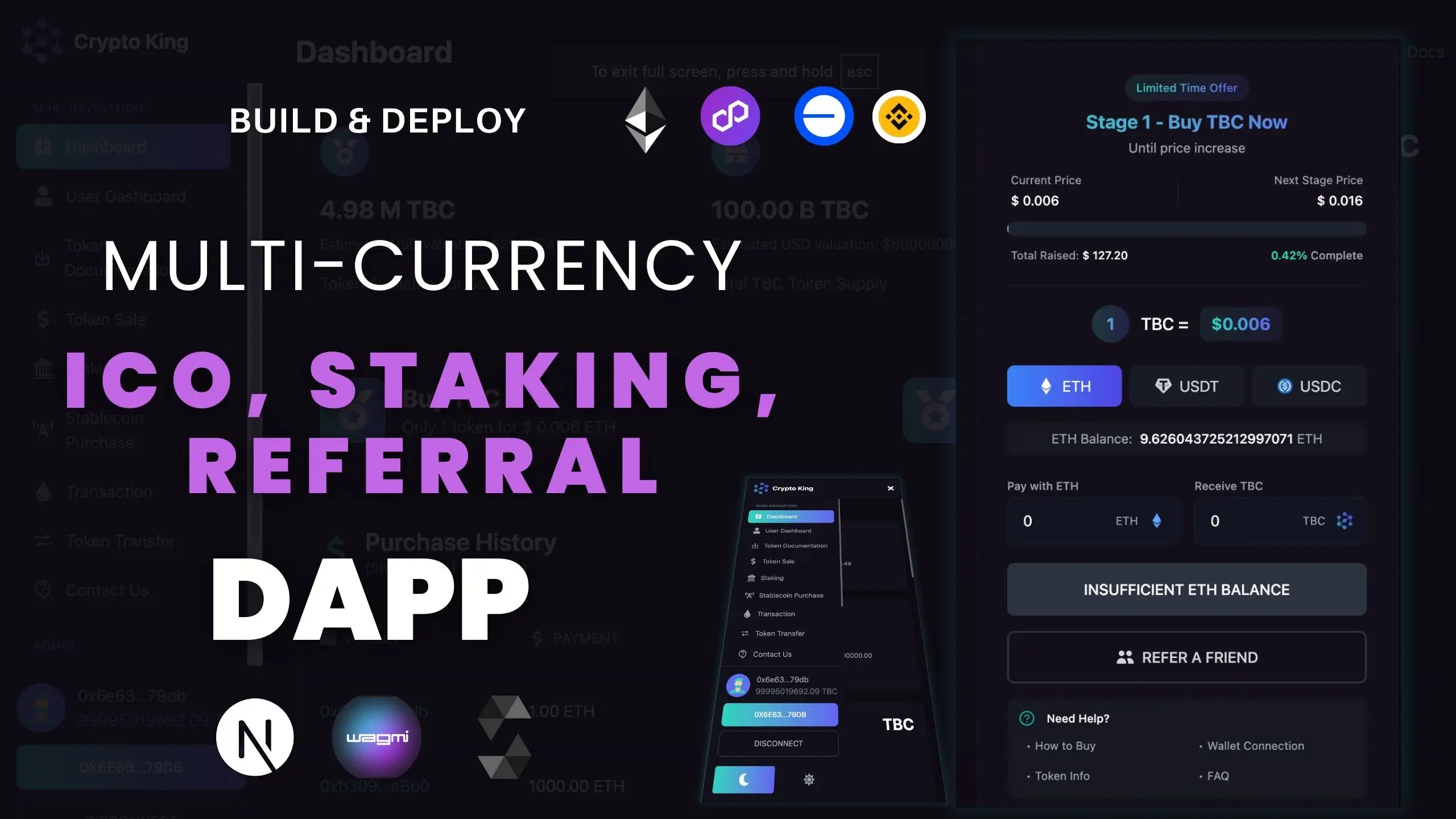 Token Staking DApp with Referral System | Like Ethereum, BSC, Polygon